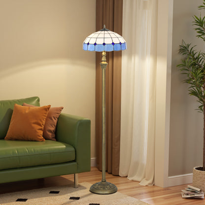 Tiffany-Style Floor Lamp with Handcrafted Stained Glass Shade