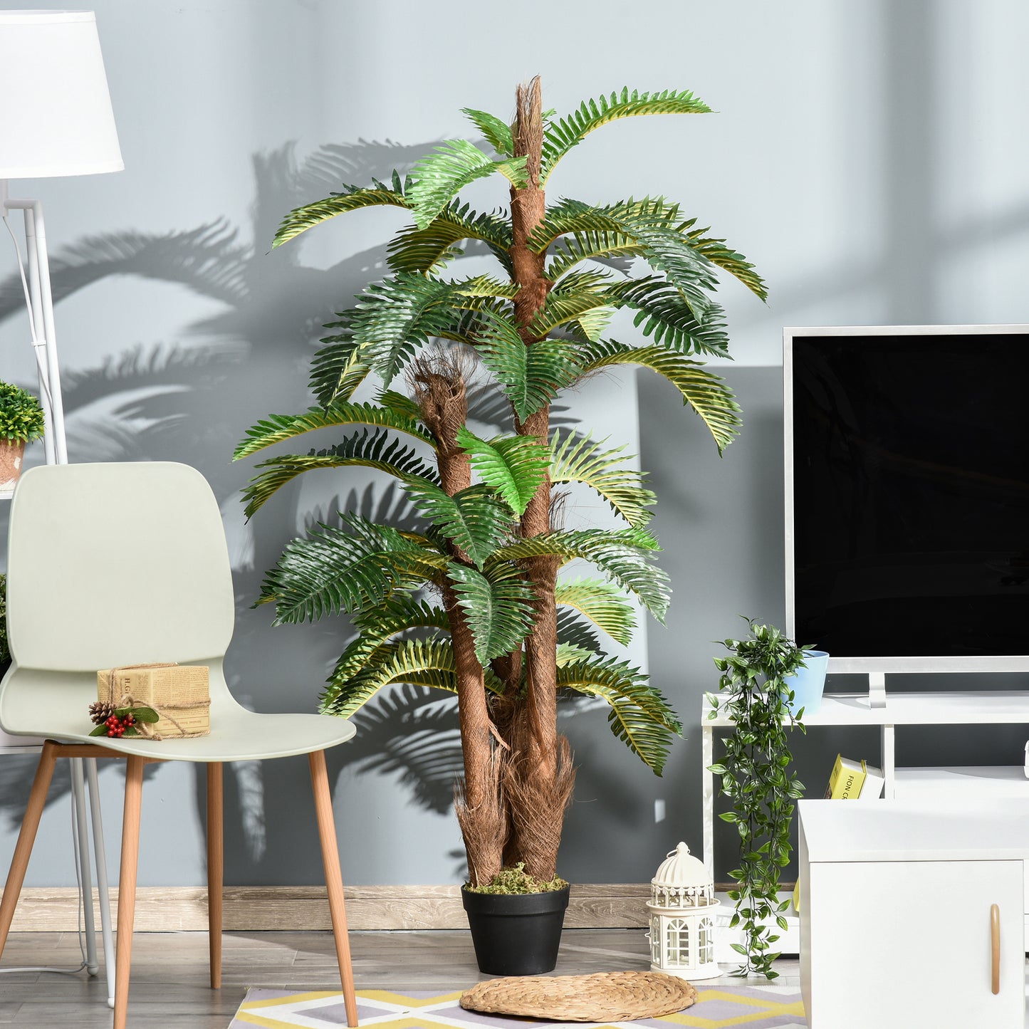 Artificial Plant Tropical Fern in Pot, Fake Plants for Home Indoor Decor, 150cm, Green