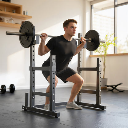Adjustable Squat Rack with Plate Holders, 300 kg Load