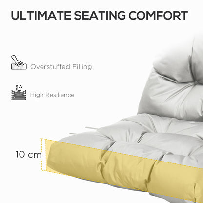 Garden Back Chair Cushion, Comfortable Patio Seat Cushion Pad with Backrest for Outdoor & Indoor Use, Light Grey