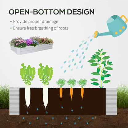 Raised Garden Bed with Greenhouse, Steel Planter Box with Plastic Cover, Roll Up Window, Dual Use for Flowers, Vegetables