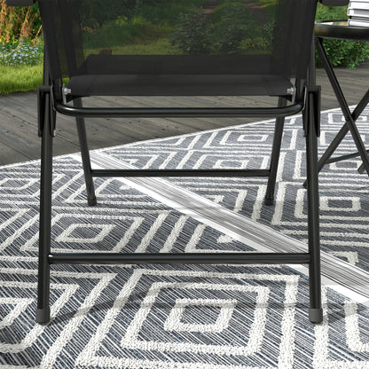 Three-Piece Garden Seat Set, with Glass-Top Table - Black