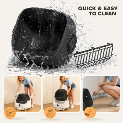 Self Cleaning Cat Litter Tray Top Opening Design, Automatic Litter Box More Space with Integrated Security Protection
