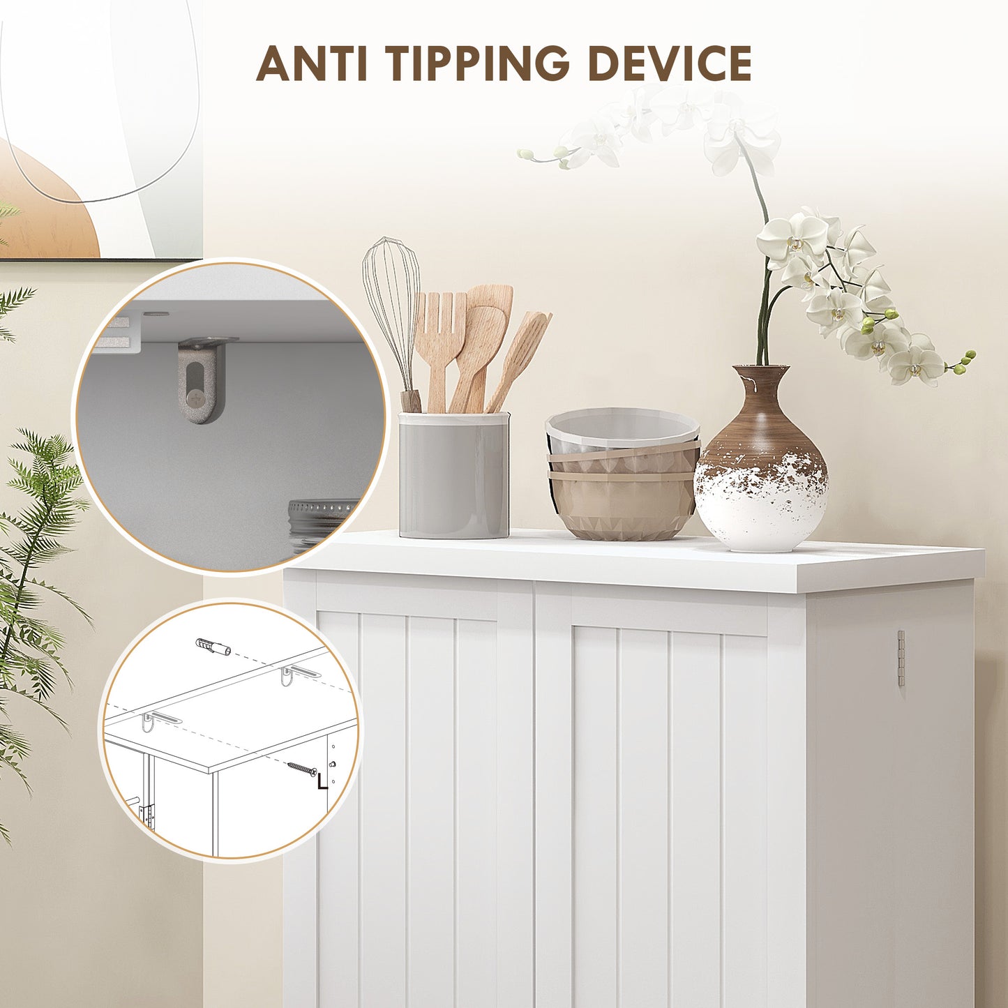 Kitchen Cupboard 6-tier Door Racks Freestanding Multi-Storage with Adjustable Shelves, White