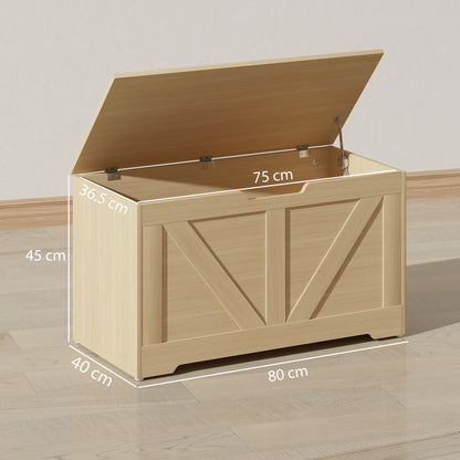 100L Home Storage Box, with Safety Hinge - Natural Wood Finish