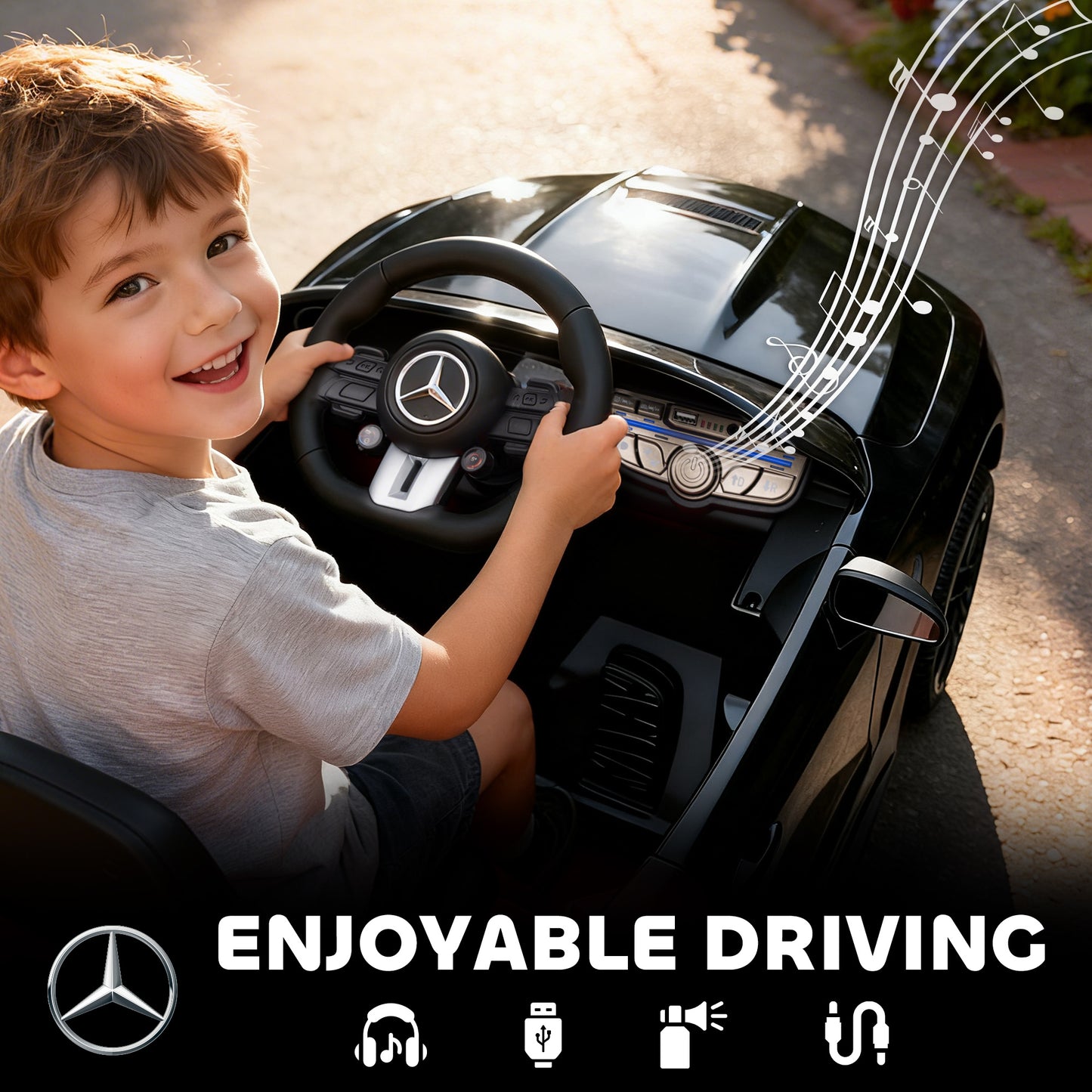 Licensed Mercedes AMG Kids Electric Car, 12V Ride On Car with Dual Motors, Remote Control for 3-6 Years, Black