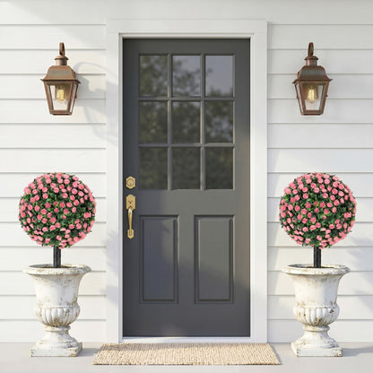 Artificial Rose Topiary UV Resistant, 2-Pack Fake Plants, 55 cm, Pink