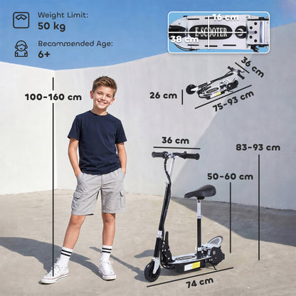 Foldable Powered Scooter with Adjustable Handle, Brake, Black