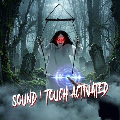 170cm Animated Hanging Swing Ghost Halloween Decoration, Sound Touch Activated Ghost Halloween Animatronic