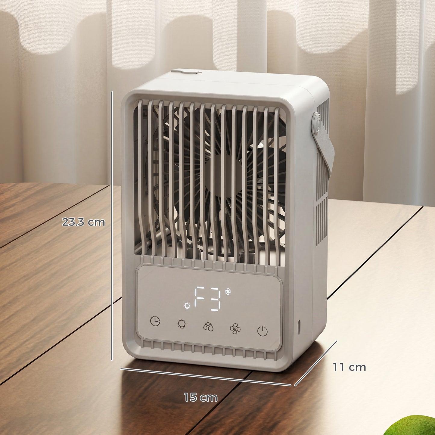 Portable Air Conditioner, 4-in-1 Mini Air Cooler with 3 Wind Speed, 2 Mist Mode, 7 Colour RGB Light, White