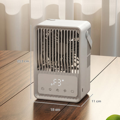 Portable Air Conditioner, 4-in-1 Mini Air Cooler with 3 Wind Speed, 2 Mist Mode, 7 Colour RGB Light, White