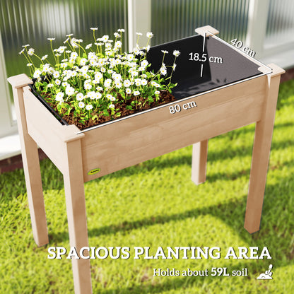 Garden Wooden Planters， Rectangular Raised Bed,Flower Box, Fir Wood Indoor/Outdoor, Oak Tone, 86L x 46W x 76Hcm