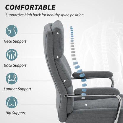 Executive Office Chair, Linen Fabric Computer Desk Chair with Double-Layer Back Cushion, Rocking Function