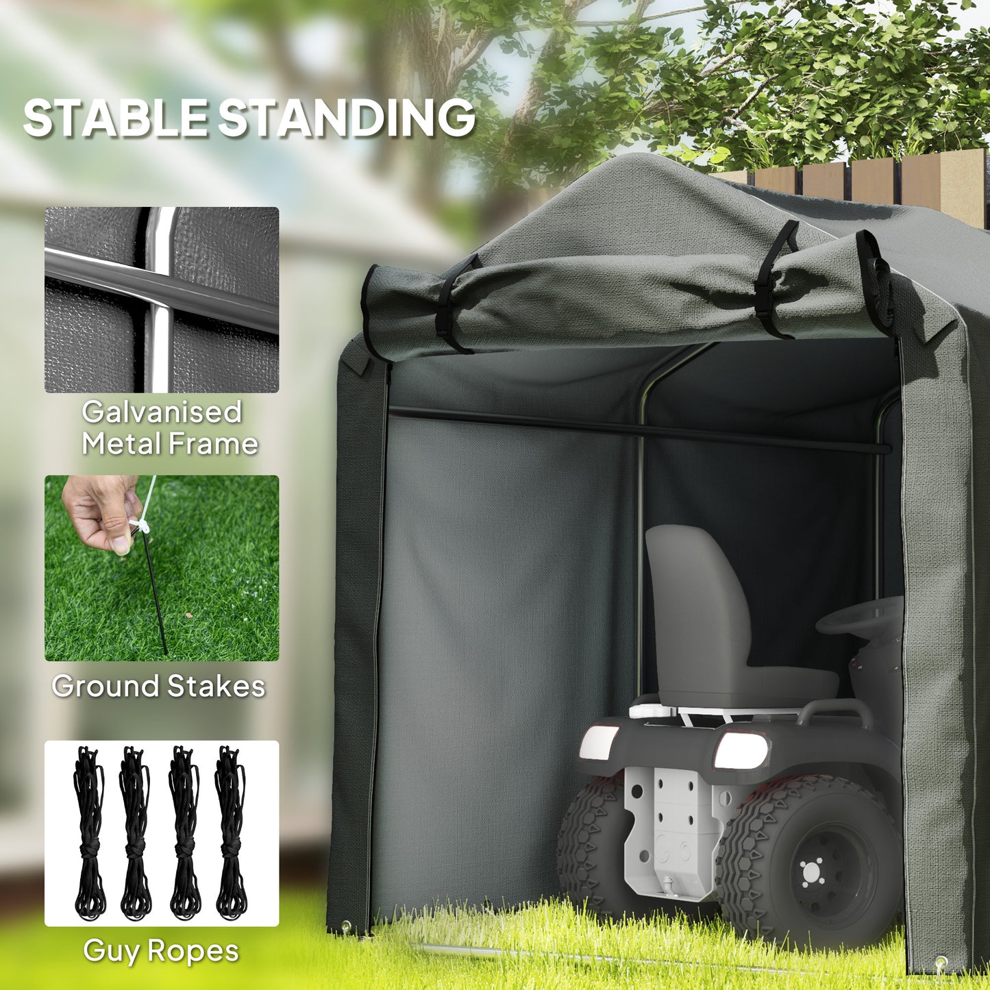 2.2 x 1.6 m Garden Storage Tent, Waterproof Anti-UV Bike Tent with Roll-up Zipper Door
