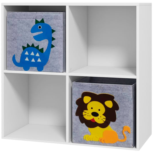 ZONEKIZ Kids Toy Box with Two Non-Woven Fabric Drawers, 61.8 x 29.9 x 61.8cm - White