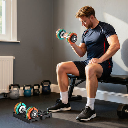Adjustable Dumbbells Set with Safety Locking Mechanism, Multicoloured