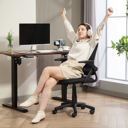 Breathable Mesh Office Chair, Ergonomic Swivel Computer Chair with Flip-up Armrests, Lumbar Back Support for Home/Office