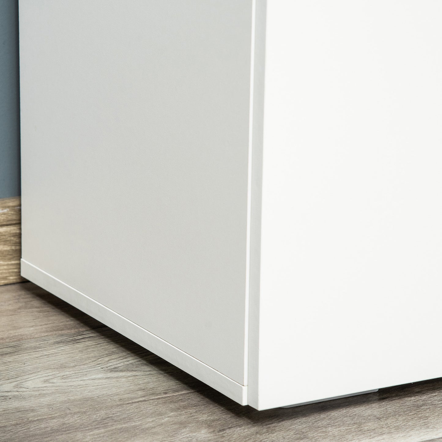 2 Tier Bookcase, Wooden Storage Cabinet with 2 Doors, Freestanding Sideboard for Living Room, Home Office and Study, White