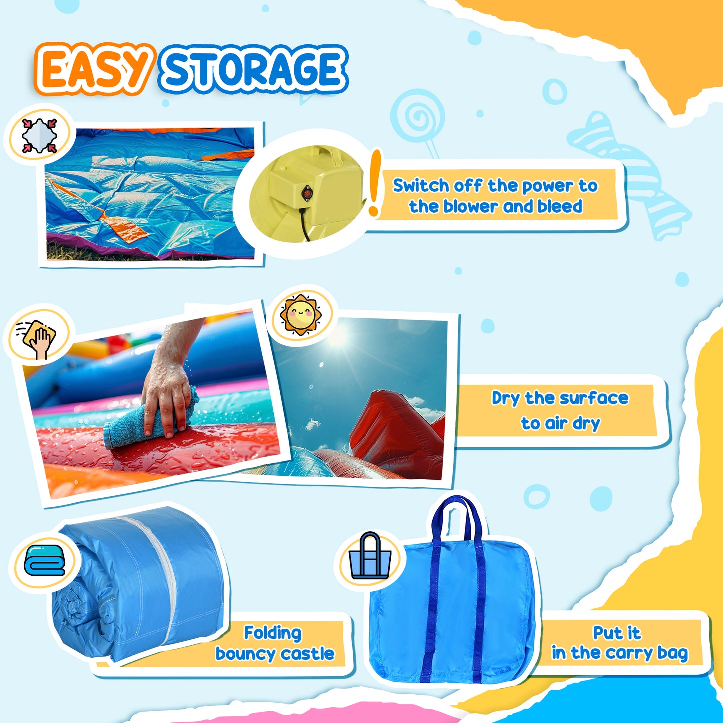 Kids Inflatable Bouncy Castle Water Slide 5 in 1 Bounce House Jumping Castle Water Pool Gun Climbing Wall