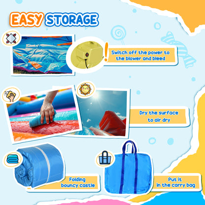 Kids Inflatable Bouncy Castle Water Slide 5 in 1 Bounce House Jumping Castle Water Pool Gun Climbing Wall