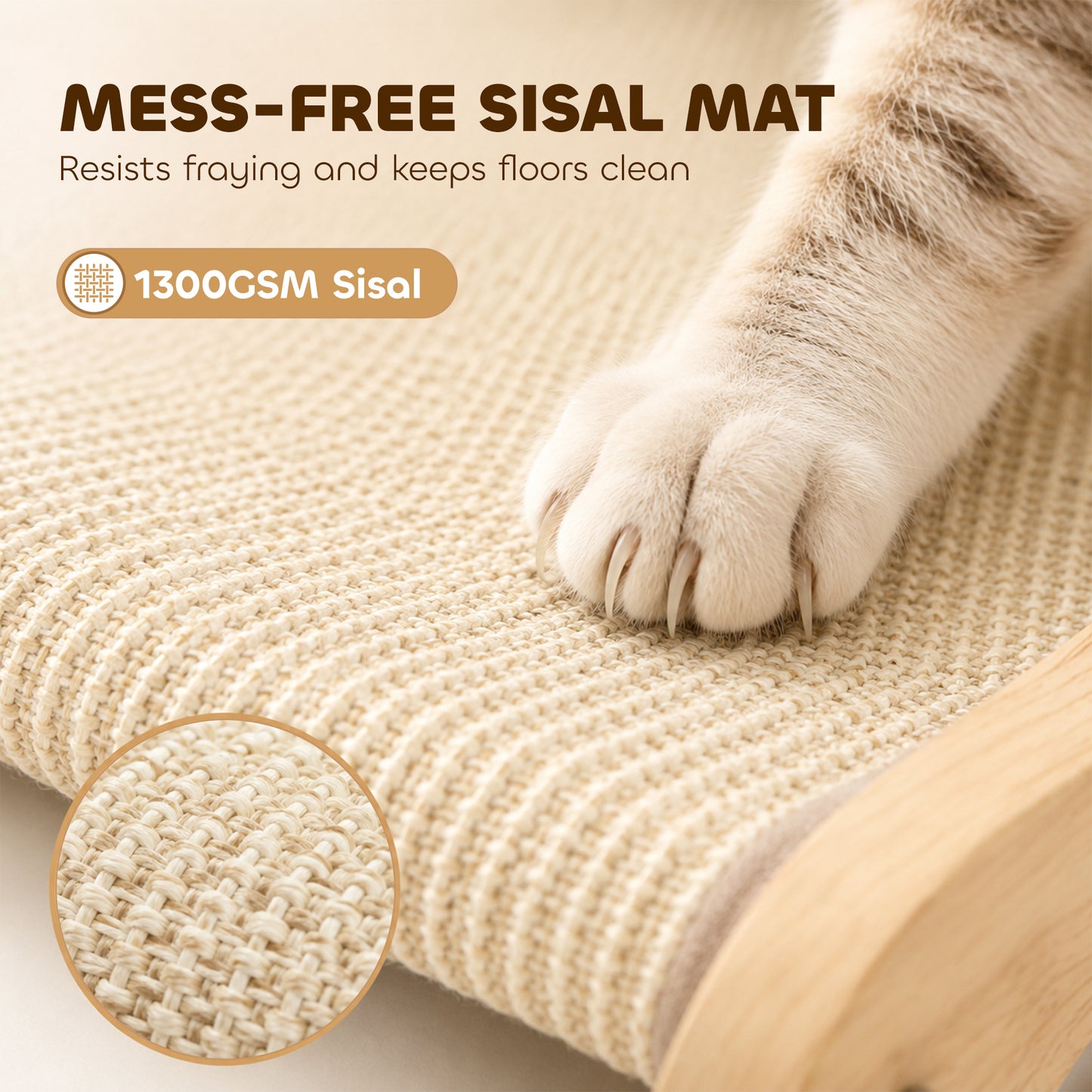 2 in 1 Sisal Cat Scratcher Bed Cat Scratching Board and Lounger 60 x 35 x 13 cm Cream White