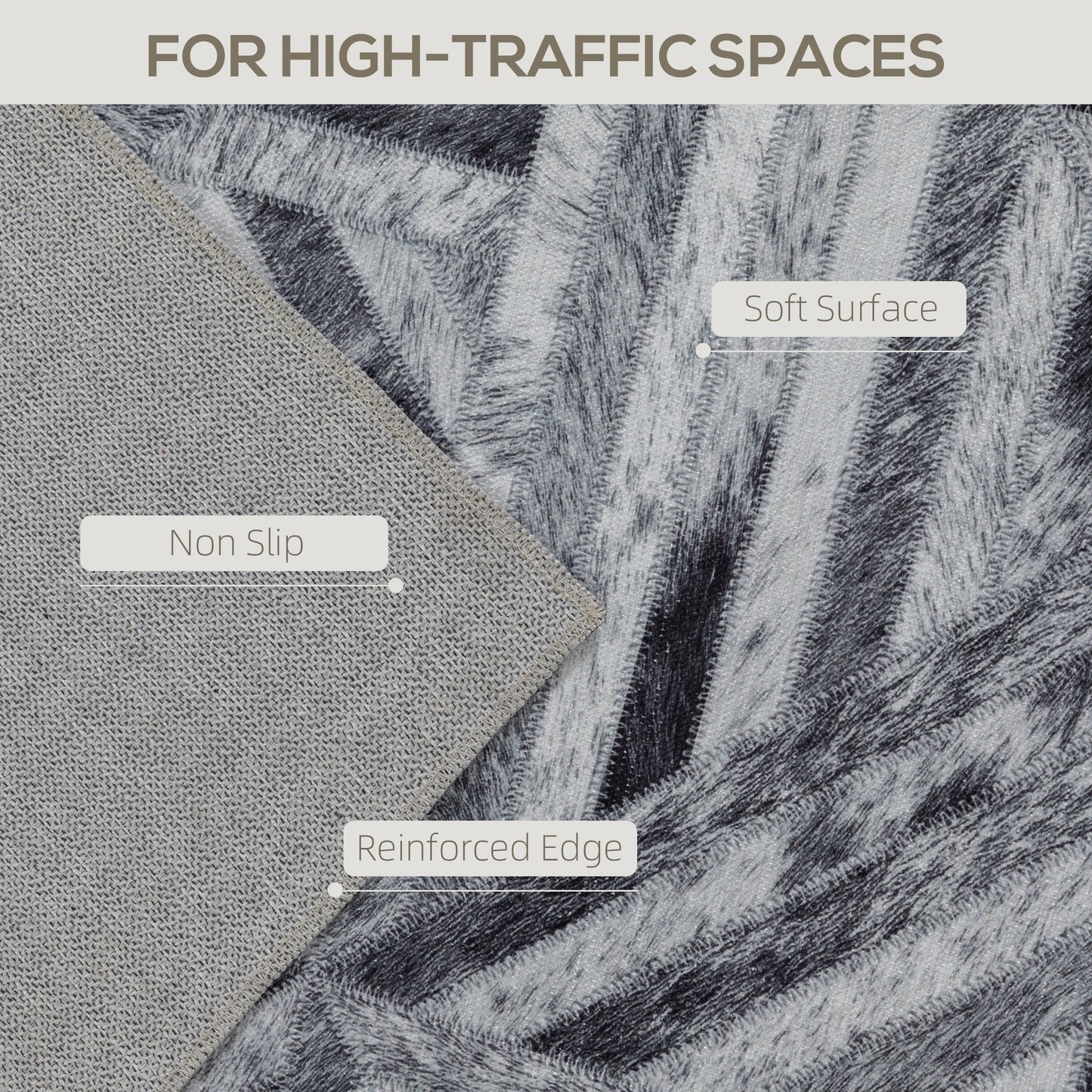 Modern Area Rug, Triangle Pattern Non-Slip Washable Rug, Chenille Floor Carpet for Living Room, Bedroom, Dining Room