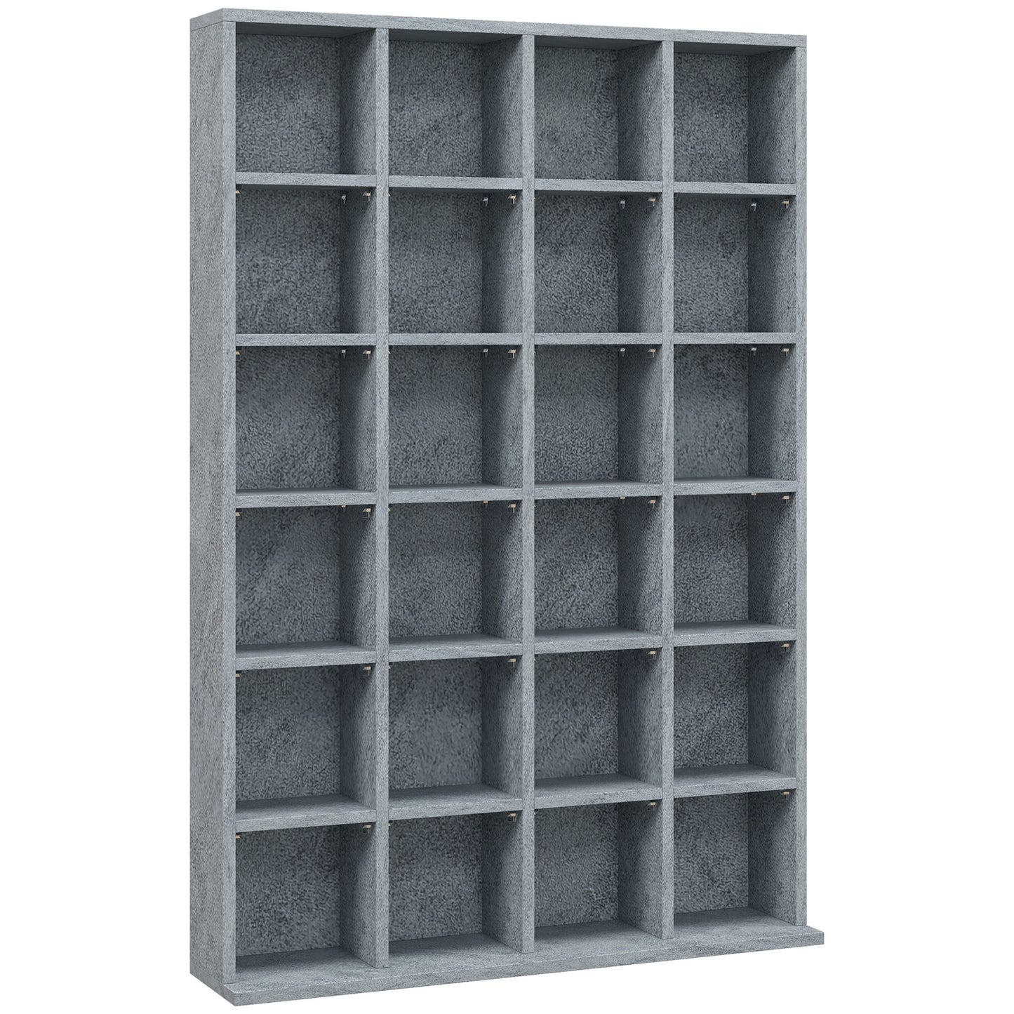 CD Storage Unit with Adjustable Shelves, 89 x 130.5 cm, Cement Grey