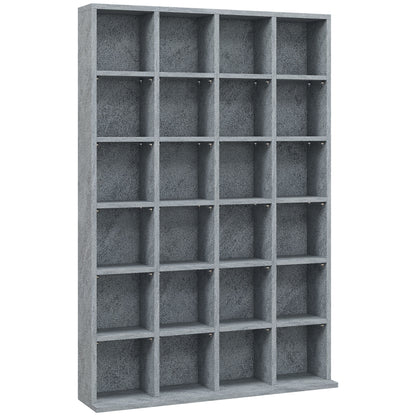 CD Storage Unit with Adjustable Shelves, 89 x 130.5 cm, Cement Grey