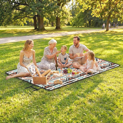 Picnic Blanket, 300x200CM Large Beach Blanket Outdoor Picnic Mat with Integrated Strap for Camping, Mix-Colour