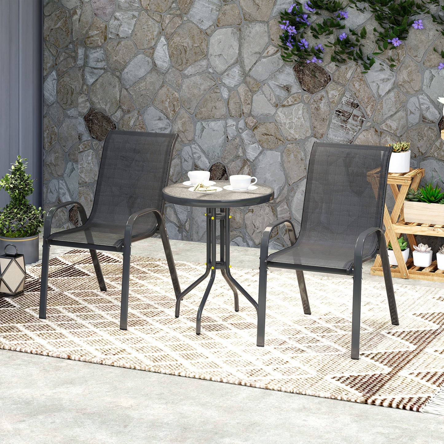 Three-Piece Outdoor Garden Set - Black