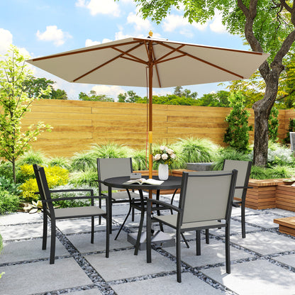 5 Piece Garden Furniture Set, Garden Dining Set with Round Table and 4 Stackable Chairs, Steel Frame, for Outdoor, Patio
