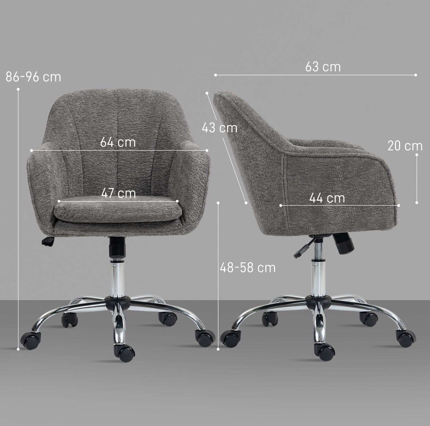 Snow Flannel Office Chair - Grey