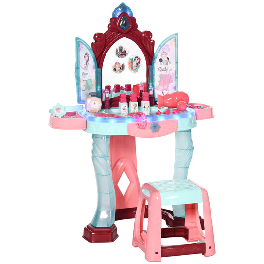 31 Piece Kids Dressing Playset, with Magical Princess Mirror, Light and Sound - Pink and Blue