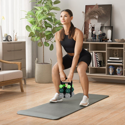 Dumbbells Set with Storage Rack, 2 x 1kg, 2 x 3kg, 2 x 5kg, Green