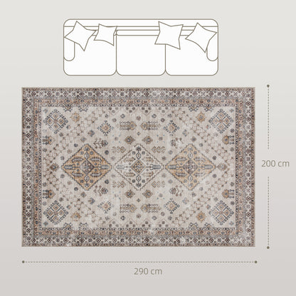 Vintage Area Rug, Non-Slip Washable Rug, Flannel Floor Carpet for Living Room, Bedroom, Dining Room, Home Office