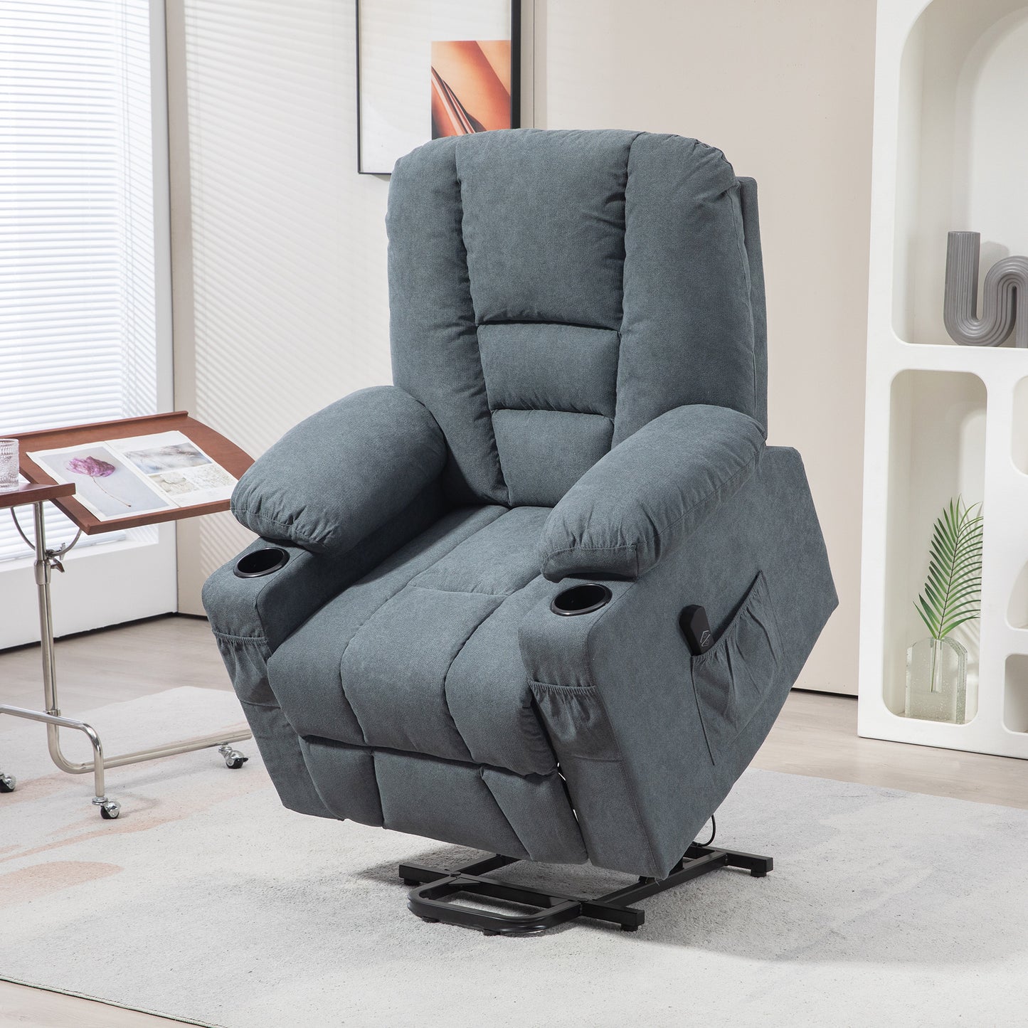 Oversized Riser and Recliner Chairs for the Elderly, Fabric Upholstered Lift Chair for Living Room with Remote Control