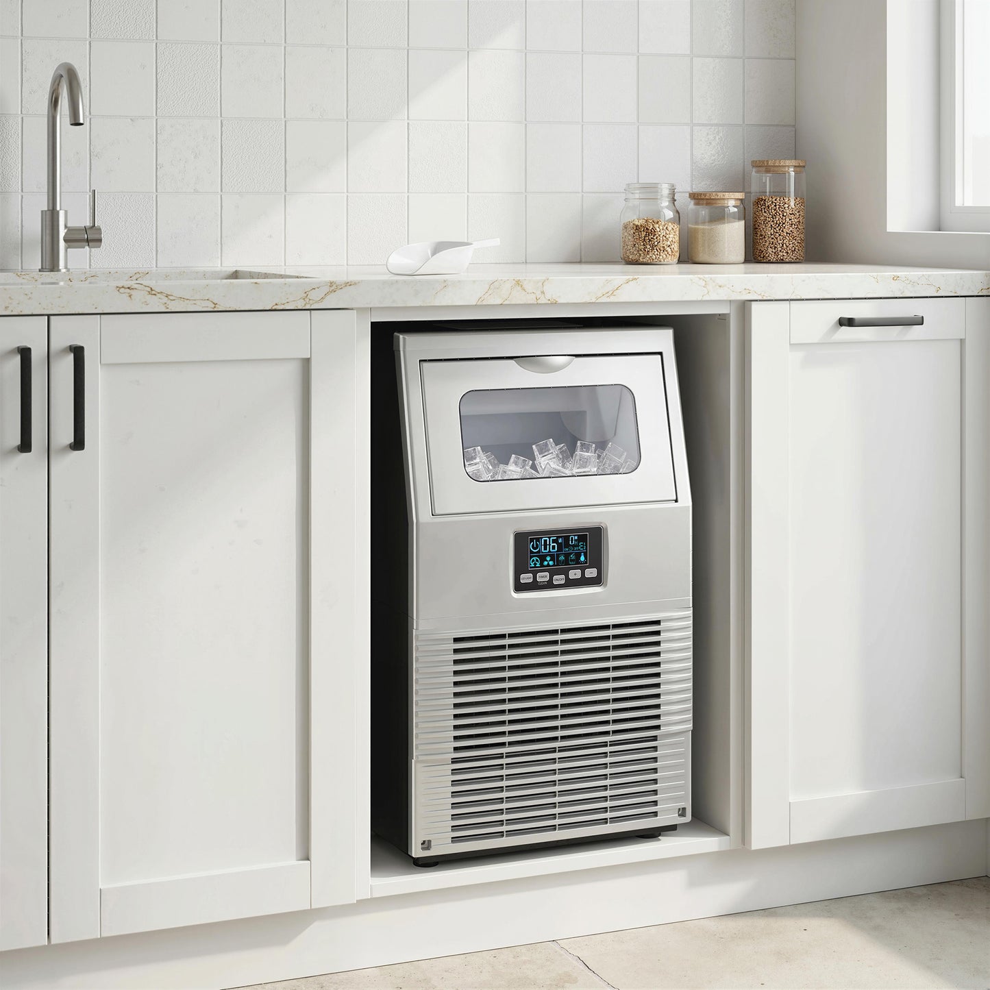 Commercial Ice Maker with 4kg Ice Storage - Silver Tone