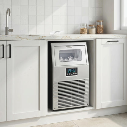 Commercial Ice Maker with 4kg Ice Storage - Silver Tone
