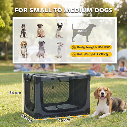 Soft Dog Crate Pet Travel Crate 76 x 54 x 54 cm with Removable Pad Mesh Window Army Green