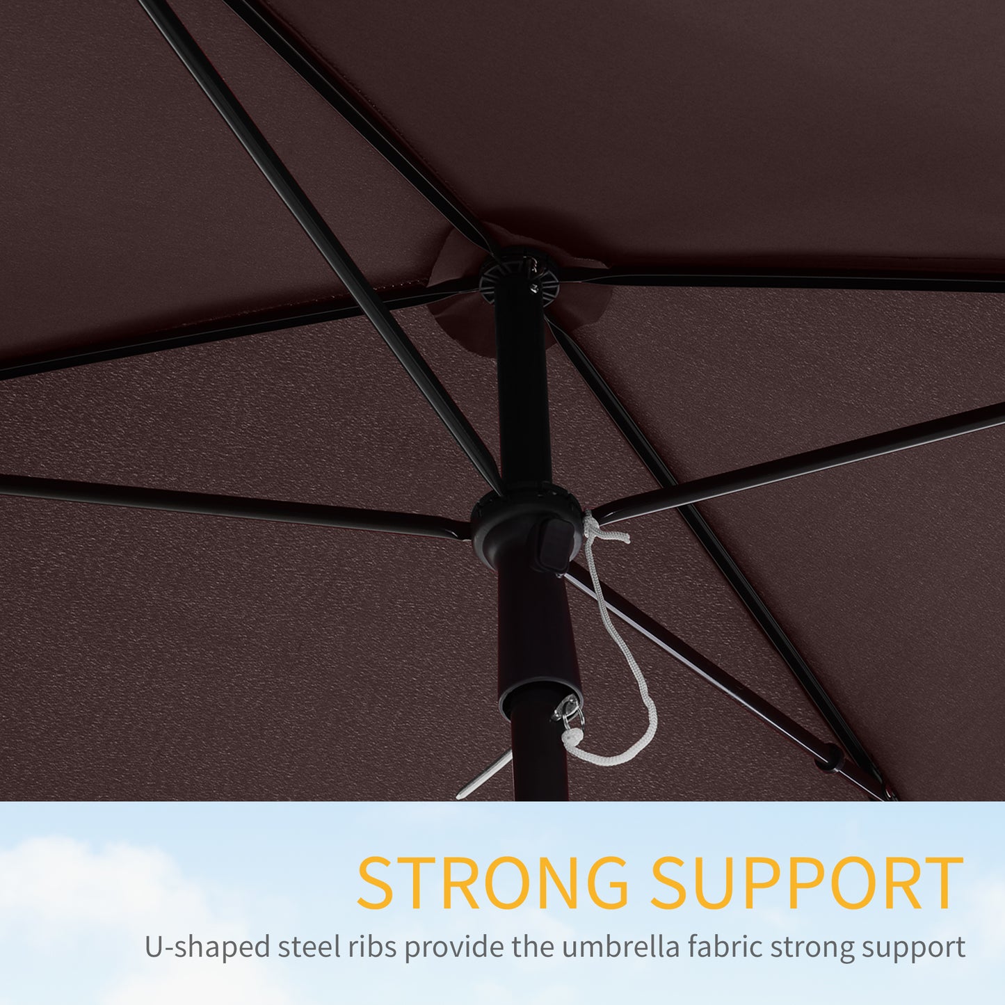 Garden Parasol Umbrella, Outdoor Market Table Umbrella with Ruffles & Aluminium Pole