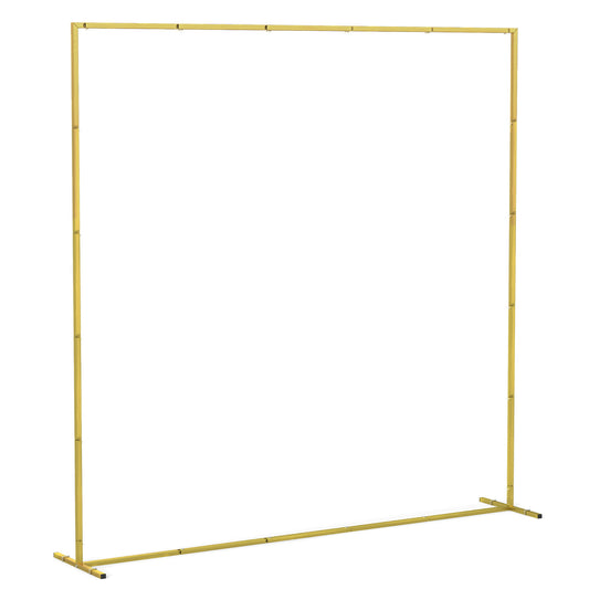 Wedding Arch Backdrop Stand, Square Metal Arch Frame with U-shaped Stakes, Gold Wedding Arch, 6.6 FT