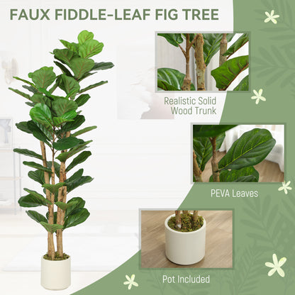 150cm Artificial Fiddle Leaf Fig Tree - Green