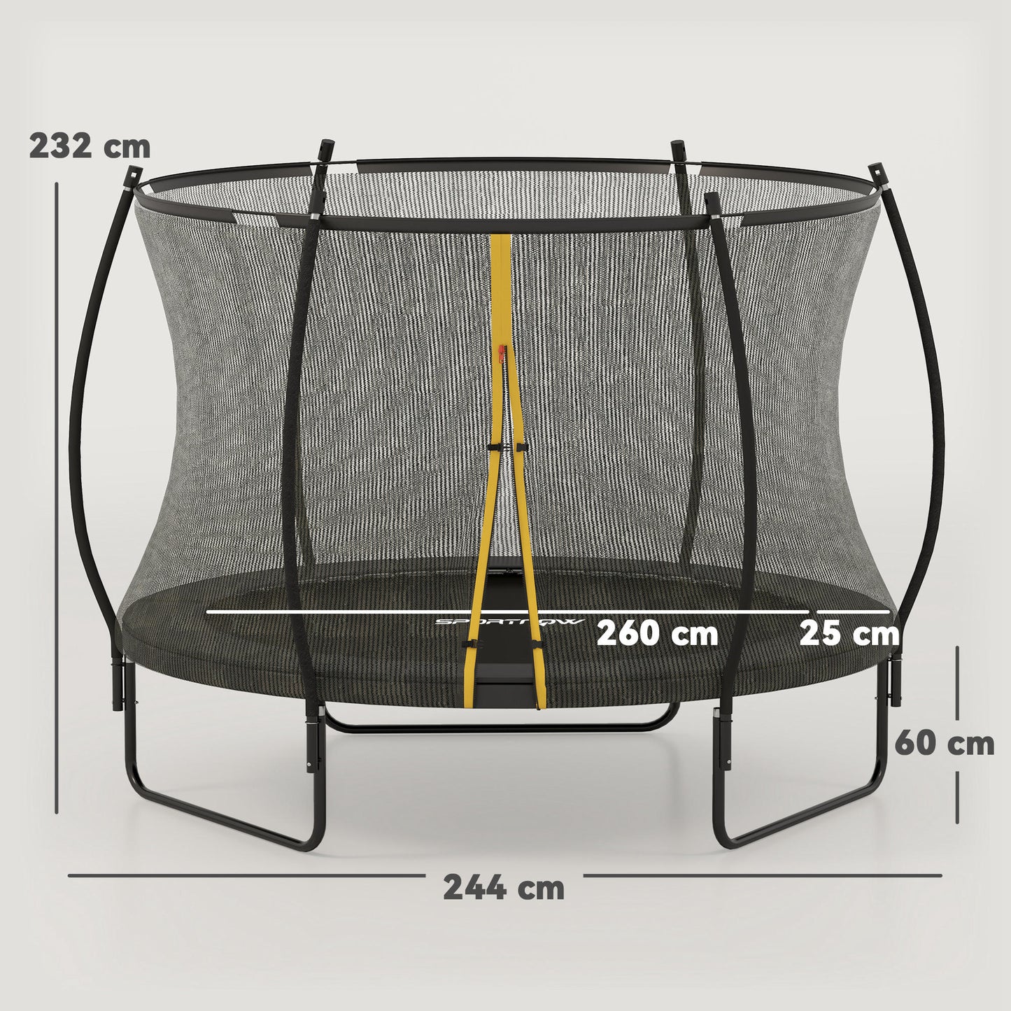 8ft Outdoor Trampoline with Enclosure Net, Spring Cover, Black