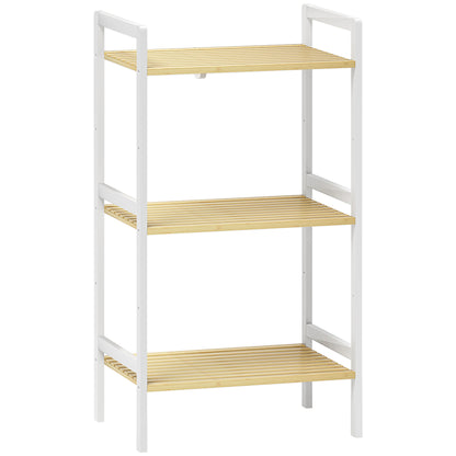 Three-Tier Bamboo Adjustable Shelf Storage Unit
