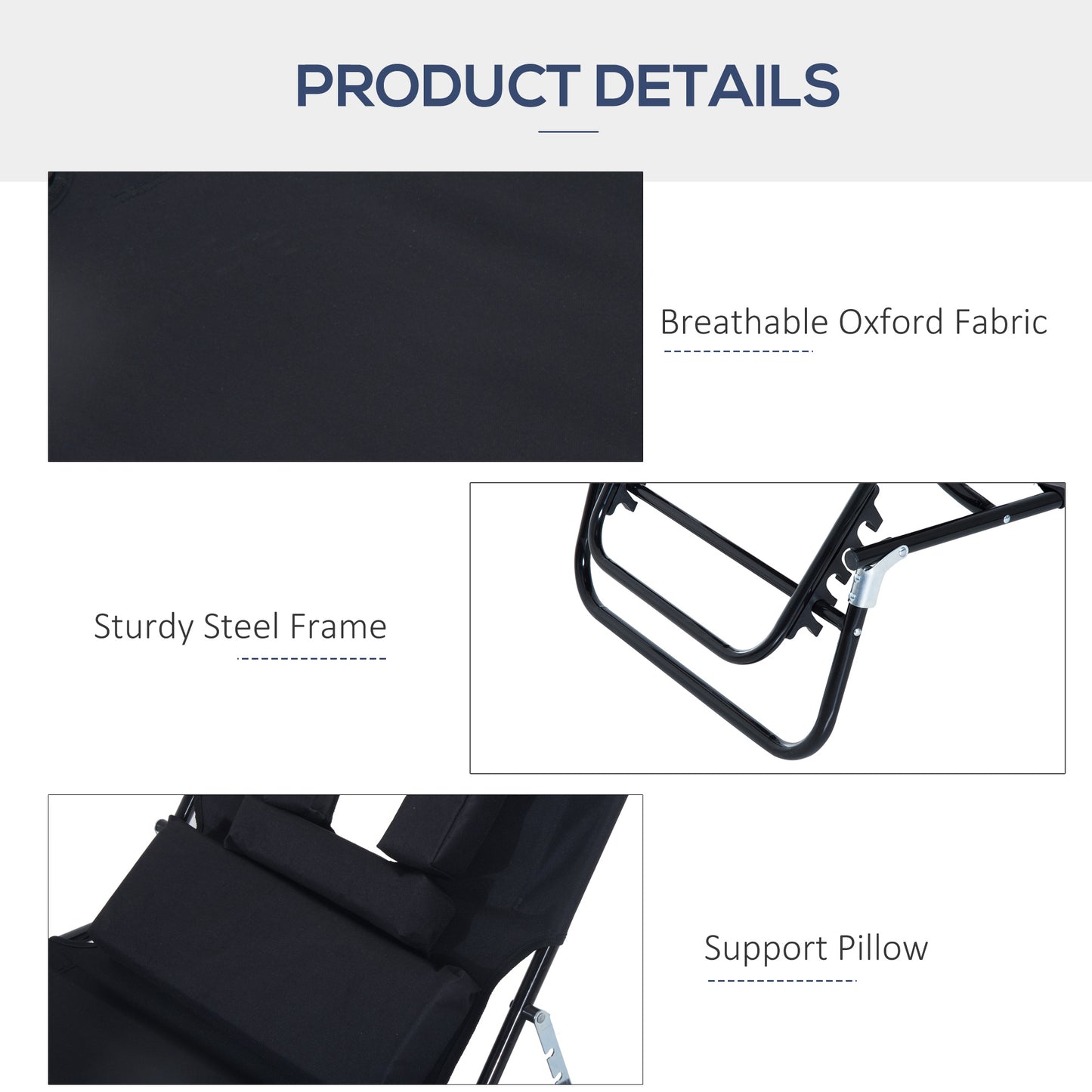 Outdoor Folding Sun Lounger with Face Hole, 4 Level Adjustable Backrest Reclining Garden Lounger