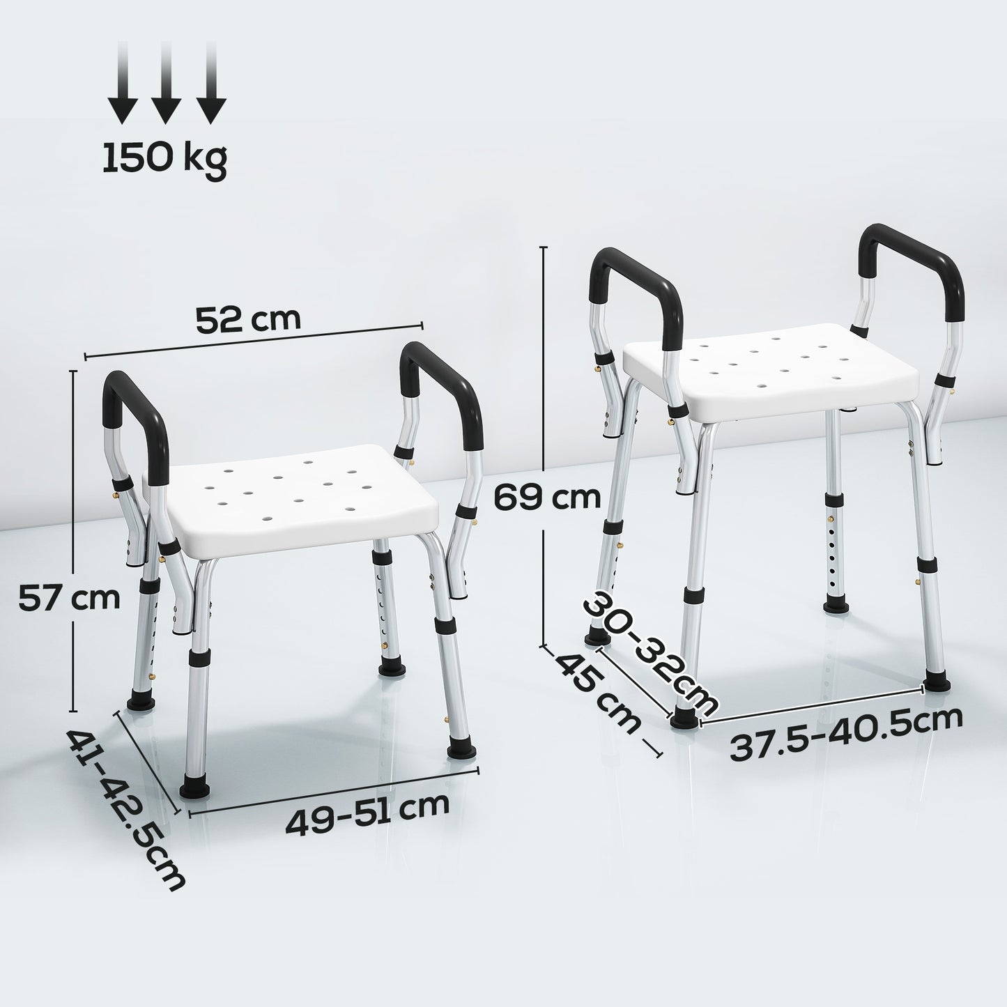 57-69cm Aluminium Frame Bath Seat
