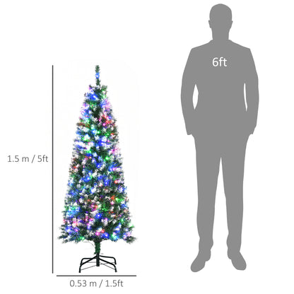 5FT Tall Prelit Pencil Slim Artificial Christmas Tree with Realistic Branches, 250 Colourful LED Lights and 408 Tips