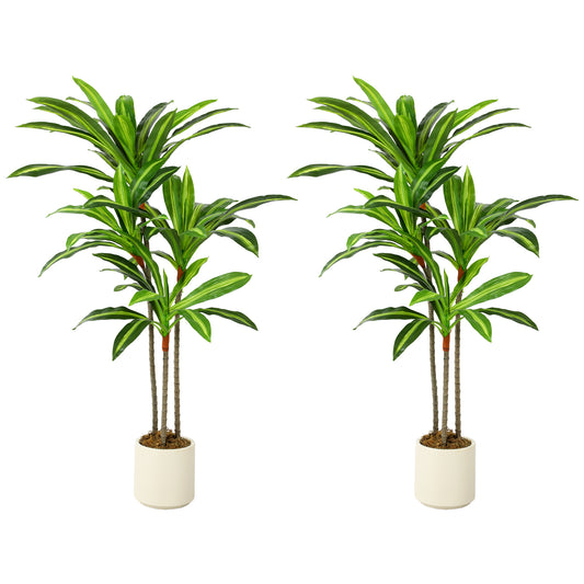 120cm Lifelike Fake Tree, Artificial Dracaena Tree with Bendable Trunks, Green