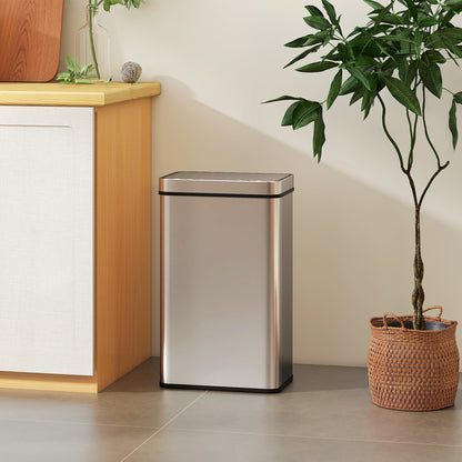 60 L Sensor Can, Sensor Bin with Soft-Close Lid, Fingerprint-Proof Stainless Steel, Silver Tone