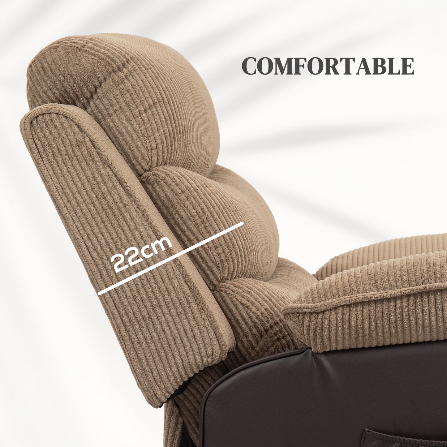 Overstuffed Corduroy Electric Lift Recliner Chair - Brown